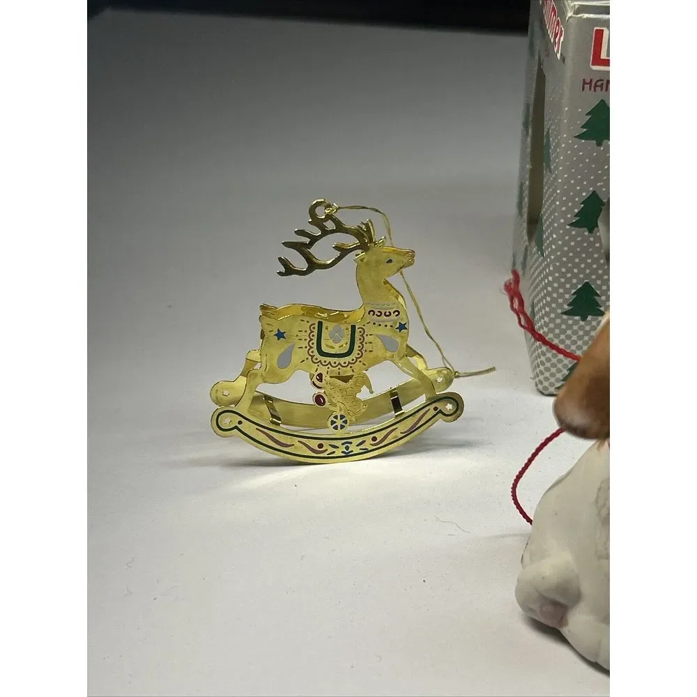 Lot of 7 Vintage Christmas Ornaments Reindeer Santa Bear Radio Flyer Retro‎